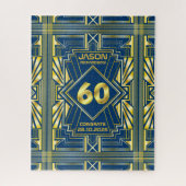 60e verjaardag Art Deco Gold Blue Great Gatsby Legpuzzel (Verticaal)