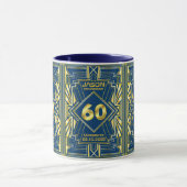 60e verjaardag Art Deco Gold Blue Great Gatsby Mok (Midden)