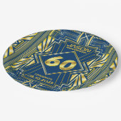 60e verjaardag Art Deco Gold Blue Great Gatsby Papieren Bordje (Gekanteld)
