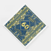 60e verjaardag Art Deco Gold Blue Great Gatsby Servet (Hoek)