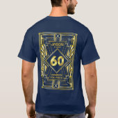 60e verjaardag Art Deco Gold Blue Great Gatsby T-shirt (Achterkant)