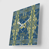 60e verjaardag Art Deco Gold Blue Great Gatsby Vierkante Klok (Hoek)
