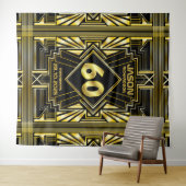 60e verjaardag Art Deco Goud Zwart Great Gatsby Wandkleed (In Situ (horizontaal))