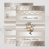 60e verjaardag Art Deco Light Sepia Pearl Jewel Kaart (Voorkant / Achterkant)