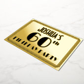 60e verjaardag — Art Deco look "60" + Naam Folie Uitnodiging (Gedraaid)