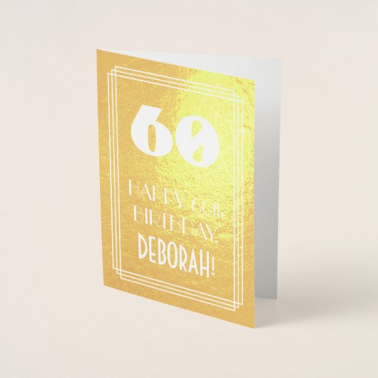 60e verjaardag ~ Art Deco Style "60" & aangepaste  Folie Kaarten (Voorkant)
