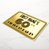 60e verjaardag — Art Deco Style "60" en naam Folie Uitnodiging (Gedraaid)