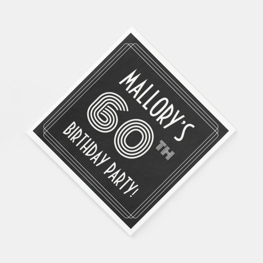 60e verjaardag: Art Deco Style + aangepaste naam Servet (Hoek)