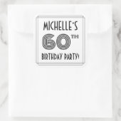 60e verjaardag: Art Deco Style + aangepaste naam Vierkante Sticker (Tas)