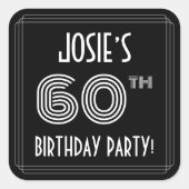 60e verjaardag: Art Deco Style en aangepaste naam Vierkante Sticker (Voorkant)