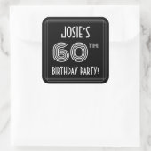60e verjaardag: Art Deco Style en aangepaste naam Vierkante Sticker (Tas)