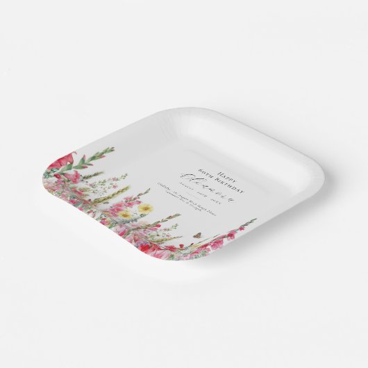 60e verjaardag augustus Geboorte Bloem Party Suppl Papieren Bordje (Gebogen)