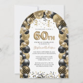 60e verjaardag ballon Gold Black Sparkle Kaart (Voorkant)