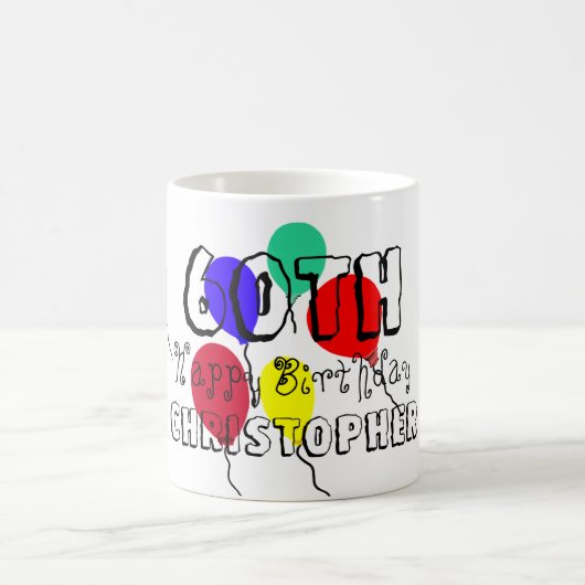 60e verjaardag ballonnen gepersonaliseerde naam Mo Koffiemok (Center)