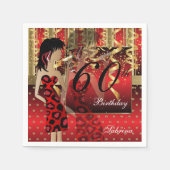 60e verjaardag Bash Girl Party in rood en goud Servetten (Voorkant)