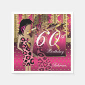 60e verjaardag Bash Girl Party in roze en goud Servetten (Voorkant)