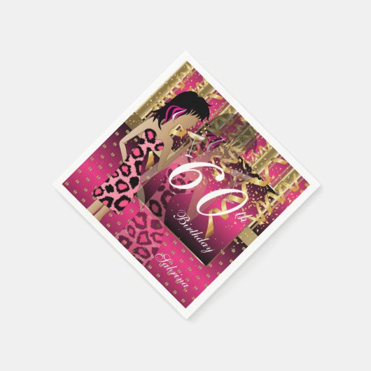 60e verjaardag Bash Girl Party in roze en goud Servetten (Hoek)