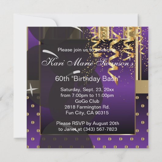 60e verjaardag Bash Kaart (Achterkant)