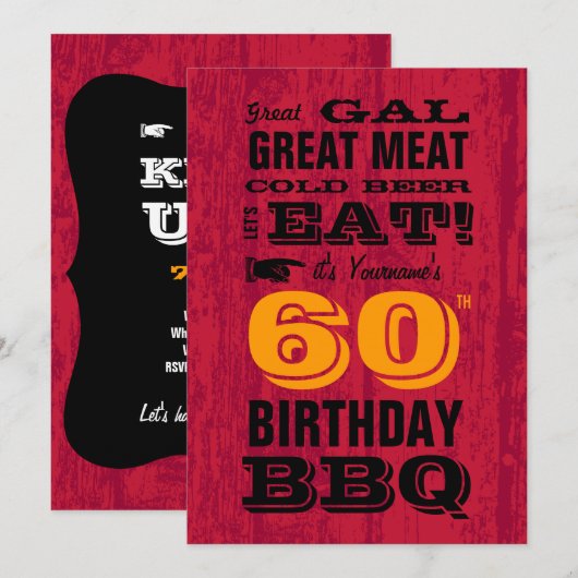 60e verjaardag BBQ Grill Out Kaart (Voorkant / Achterkant)