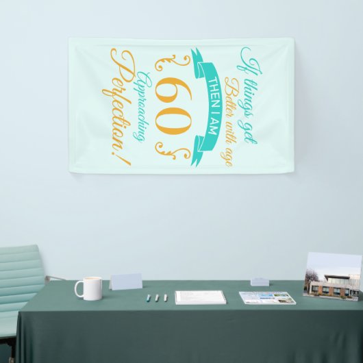 60e verjaardag beter met leeftijd spandoek (Beurs)