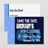 60e verjaardag Bewaar de datum Blauw patroon Aankondigingskaart (Voorkant / Achterkant)