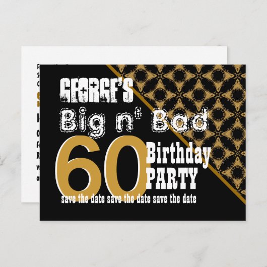 60e verjaardag Bewaar het datumpatroon Diagonaal V Aankondigingskaart (Voorkant / Achterkant)