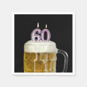 60e verjaardag Bier op zwart Servet (Voorkant)