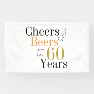 60e verjaardag bieren en proost minimaal feest spandoek