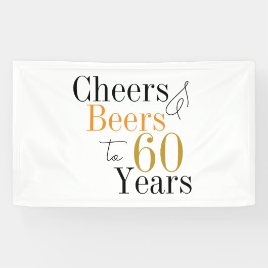 60e verjaardag bieren en proost minimaal feest spandoek (Horizontaal)