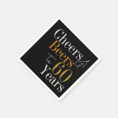 60e verjaardag Bieren en Proost Zwart Goud Party Servet (Hoek)