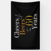 60e verjaardag Bieren en Proost Zwart Goud Party Spandoek (Verticaal)