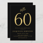 60e verjaardag Black and Gold Kaart (Voorkant / Achterkant)