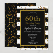 60e verjaardag Black and White | Glitter Kaart (Voorkant / Achterkant)