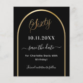 60e verjaardag Black Gold Arch Bewaar de datum Flyer (Voorkant)