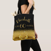 60e verjaardag Black Gold Bow Naam Tote Bag (Dichtbij)