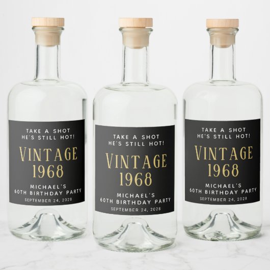  60e verjaardag Black Likeurfles Etiket (Flessen)