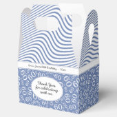 60e verjaardag Blauw en Wit Nummerpatroon Bedankdoosjes (Geopend)