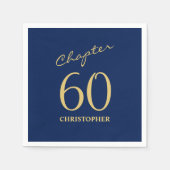 60e verjaardag Blauw Gold Hoofdstuk 60 Servet (Voorkant)