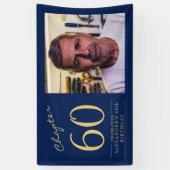 60e verjaardag blauw goud foto spandoek (Verticaal)