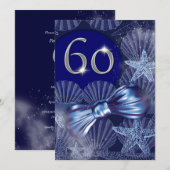 60e verjaardag blauw strandthema kaart (Voorkant / Achterkant)