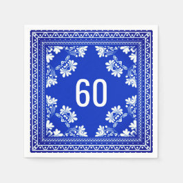 60e verjaardag Blauwe Bandana Servet