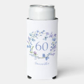 60e verjaardag Blauwe Bloemen Naam Koeler (Seltzer Voorkant)