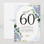 60e verjaardag Blauwe Floral Kaart (Voorkant / Achterkant)