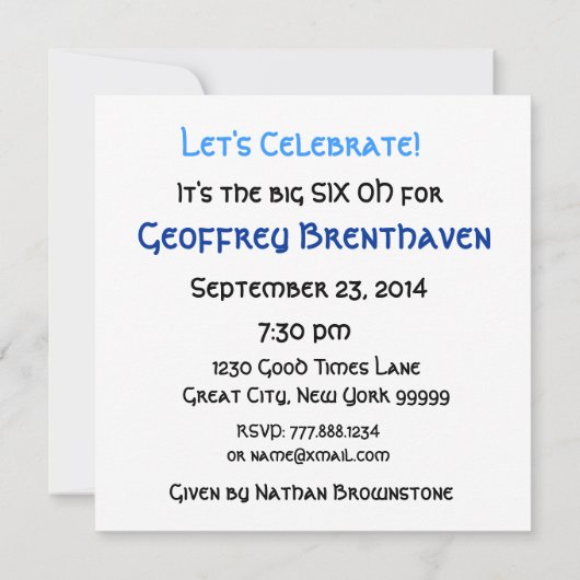 60e verjaardag Blauwe gestreepte kaarsen vierkant Kaart (Achterkant)