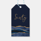 60e verjaardag blauwe gouden agaat dank u cadeaulabel (Voorkant)