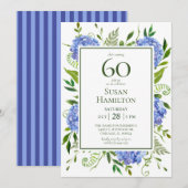 60e verjaardag Blauwe Hortensia's Kaart (Voorkant / Achterkant)