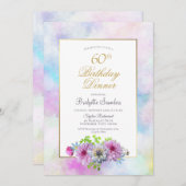 60e verjaardag Blauwe roze platte graan Kaart (Voorkant / Achterkant)