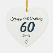 60e verjaardag Blauwe Schaduw Monogram hart Keramisch Ornament (Voorkant)