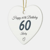 60e verjaardag Blauwe Schaduw Monogram hart Keramisch Ornament (Links)