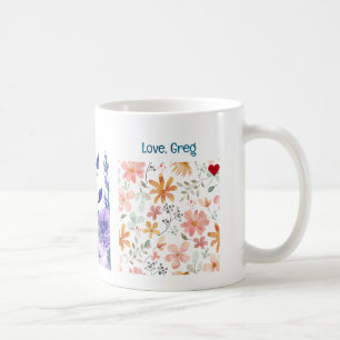 60e verjaardag bloemen houden van elegante moderne koffiemok